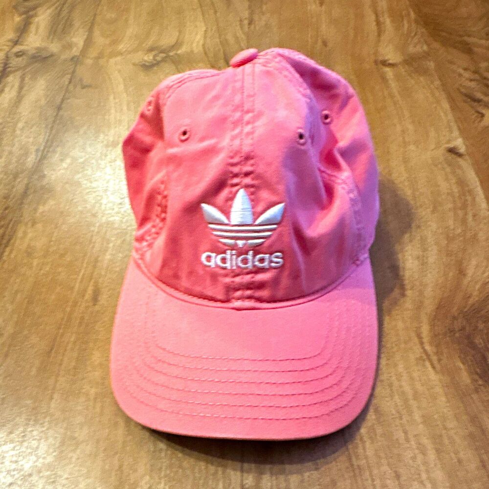 adidas Trefoil Logo Pink Adjustable Strapback Baseball Cap Hat One Size